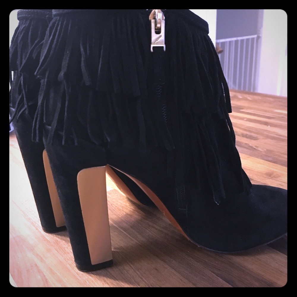 B Brian Atwood black suede booties